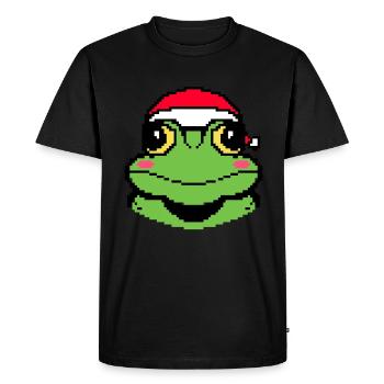 Frog Pixelated Christmas - Funny - Men's Premium Organic T-Shirt - black - Front - Nico (187cm)