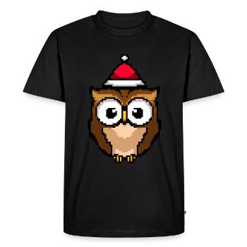 Owl Pixelated Christmas - Funny Owl - Men's Premium Organic T-Shirt - black - Front - Nico (187cm)