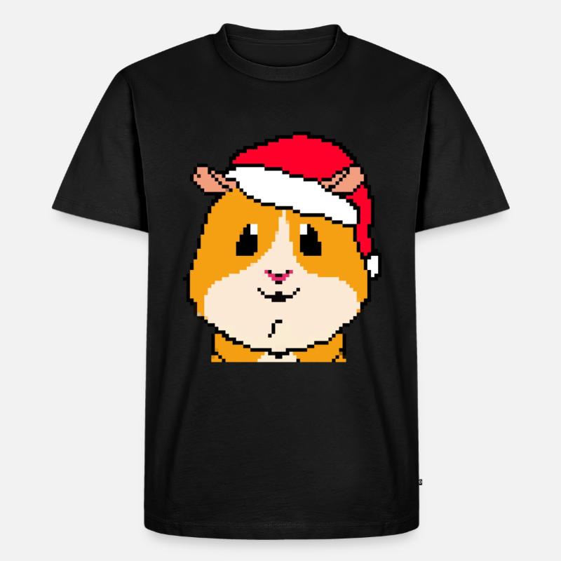 Cochon d’Inde Pixel Joyeux Noël - T-shirt Premium bio Homme - noir