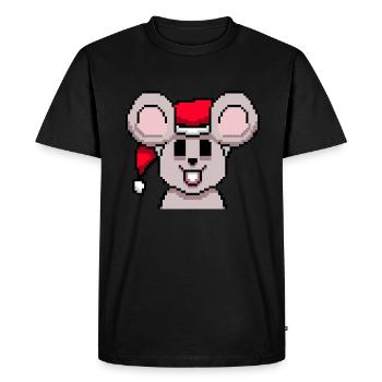 Souris pixélisée de Noël - Drôle de souris - T-shirt Premium bio Homme - noir - Devant - Nico (187cm)