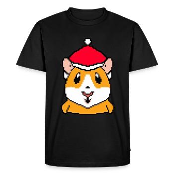 Hamster pixelated Christmas - Funny hamsters - Men's Premium Organic T-Shirt - black - Front - Nico (187cm)