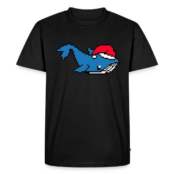 Blue Whale Pixelated Christmas - Funny Blue Whale - Men's Premium Organic T-Shirt - black - Front - Nico (187cm)