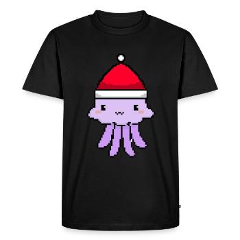 Pixelated Jellyfish Christmas - Funny - Men's Premium Organic T-Shirt - black - Front - Nico (187cm)