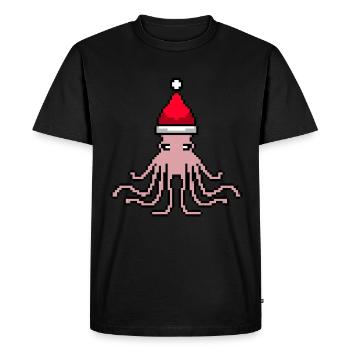 Octopus Pixelated Christmas - Funny - Men's Premium Organic T-Shirt - black - Front - Nico (187cm)