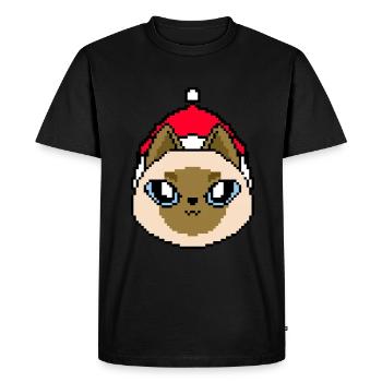 Pixelated Siamese Christmas - Funny - Men's Premium Organic T-Shirt - black - Front - Nico (187cm)