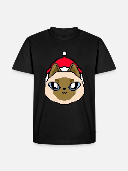 Pixelated Siamese Christmas - Funny - Men's Premium Organic T-Shirt - black