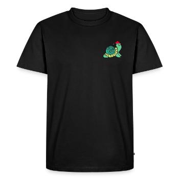 Noël de tortue pixélisée - Drôle - T-shirt Premium bio Homme - noir - Devant - Nico (187cm)