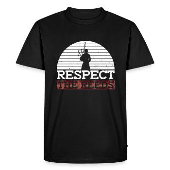 Respect The Reeds - Scottish Bagpipe Music - Men's Premium Organic T-Shirt - black - Front - Nico (187cm)