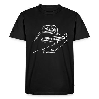 Harmonica Oneline Art - Harmonica Player - Men's Premium Organic T-Shirt - black - Front - Nico (187cm)