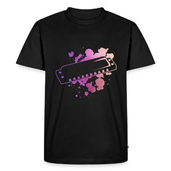 Harmonica Watercolor - Harmonica Player - Men's Premium Organic T-Shirt - black - Front - Nico (187cm)