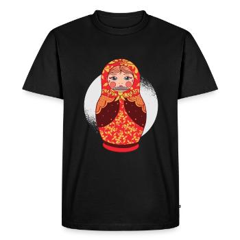 Russian Matryoshka's Harmonica Musician - Men's Premium Organic T-Shirt - black - Front - Nico (187cm)