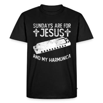 Sundays are musicians for Jesus and harmonica - Men's Premium Organic T-Shirt - black - Front - Nico (187cm)