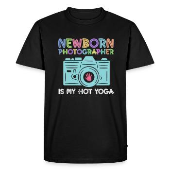 Photographe nouveau-né Photographie de bébé Dicton - T-shirt Premium bio Homme - noir - Devant - Nico (187cm)