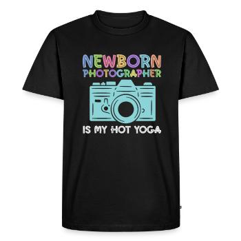 Photographe nouveau-né Photographie de bébé Dicton - T-shirt Premium bio Homme - noir - Devant - Nico (187cm)