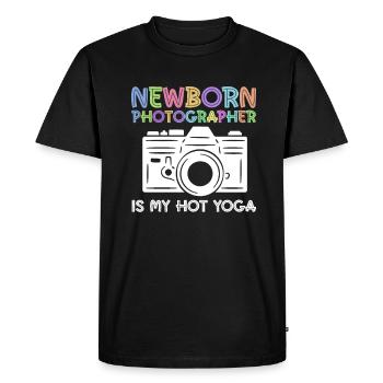 Photographe nouveau-né Photographie de bébé Dicton - T-shirt Premium bio Homme - noir - Devant - Nico (187cm)