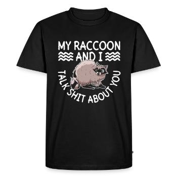 Mon raton laveur et moi parlons de toi - T-shirt Premium bio Homme - noir - Devant - Nico (187cm)