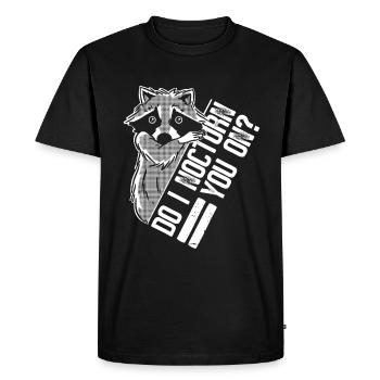 Je dors avec toi - Drôle de raton laveur - T-shirt Premium bio Homme - noir - Devant - Nico (187cm)