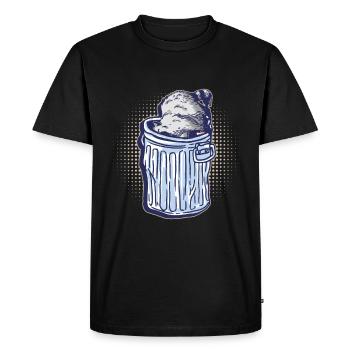Un raton laveur fouille dans une poubelle - raton laveur - T-shirt Premium bio Homme - noir - Devant - Nico (187cm)