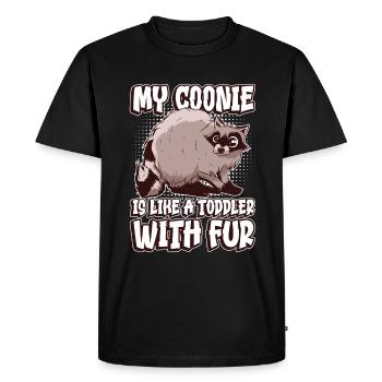 Mon Coonie est comme un tout-petit avec un raton laveur à fourrure - T-shirt Premium bio Homme - noir - Devant - Nico (187cm)