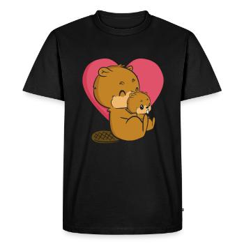 Beaver Beaver Baby Hugs - Drôle de castor - T-shirt Premium bio Homme - noir - Devant - Nico (187cm)