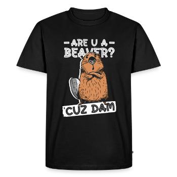 Êtes-vous un castor? Parce que le barrage. - Drôle de castor - T-shirt Premium bio Homme - noir - Devant - Nico (187cm)
