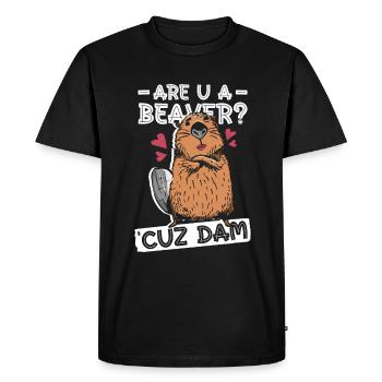 Êtes-vous un castor? Parce que le barrage. - Drôle de castor - T-shirt Premium bio Homme - noir - Devant - Nico (187cm)