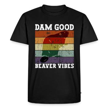 Barrage Good Beaver Vibes - Lustiger Biber - T-shirt Premium bio Homme - noir - Devant - Nico (187cm)