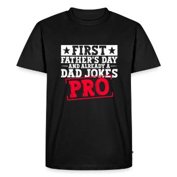 First Father's Day Dad First Time Dad Gift - Men's Premium Organic T-Shirt - black - Front - Nico (187cm)