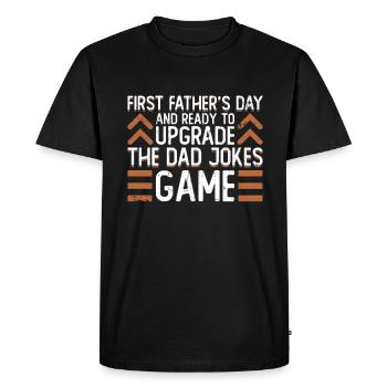 First Father's Day Dad First Time Dad Gift - Men's Premium Organic T-Shirt - black - Front - Nico (187cm)