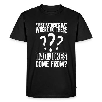 First Father's Day Dad First Time Dad Gift - Men's Premium Organic T-Shirt - black - Front - Nico (187cm)