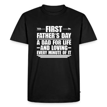 First Father's Day Dad First Time Dad Gift - Men's Premium Organic T-Shirt - black - Front - Nico (187cm)