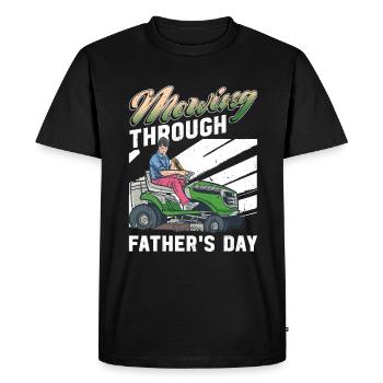 Tonte de pelouse Drôle de papa Fête des pères Tondeuse à gazon Pelouse - T-shirt Premium bio Homme - noir - Devant - Nico (187cm)