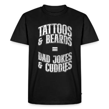 Tattoos & Beards = Dad Jokes & Pets - Men's Premium Organic T-Shirt - black - Front - Nico (187cm)