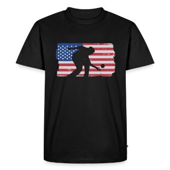 Bocce Ball Player USA Flag - Bocce Ball - Men's Premium Organic T-Shirt - black - Front - Nico (187cm)