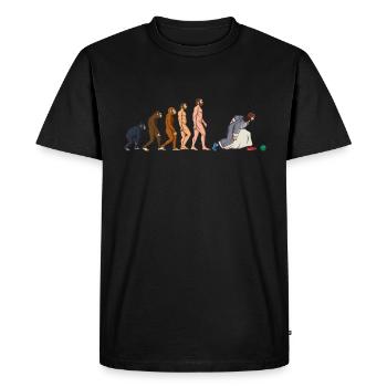 Évolution du joueur de pétanque avec Jésus comme pétanque - T-shirt Premium bio Homme - noir - Devant - Nico (187cm)