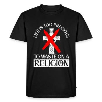 Atheist Atheism Slogan Anti Religion Anti Church - Men's Premium Organic T-Shirt - black - Front - Nico (187cm)