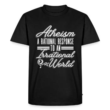 Atheism - a rational response to a - Men's Premium Organic T-Shirt - black - Front - Nico (187cm)