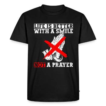 Athéisme athée Anti-Église Anti Religion - T-shirt Premium bio Homme - noir - Devant - Nico (187cm)