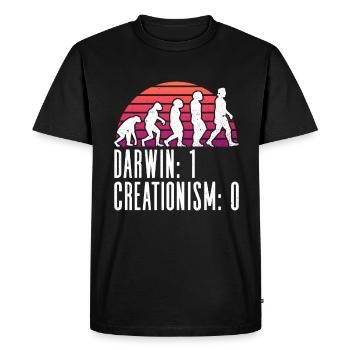 Darwin: 1 - Creationism: 0 - Atheist - Atheism - Men's Premium Organic T-Shirt - black - Front - Nico (187cm)