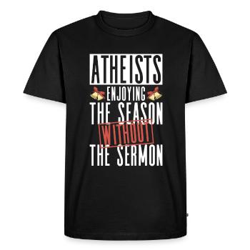 Athéisme athée Anti Église Noël - T-shirt Premium bio Homme - noir - Devant - Nico (187cm)