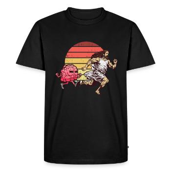Jésus est chassé par le cerveau - Athéisme athée - T-shirt Premium bio Homme - noir - Devant - Nico (187cm)