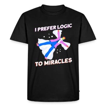 Je préfère la logique aux miracles - Athée - T-shirt Premium bio Homme - noir - Devant - Nico (187cm)