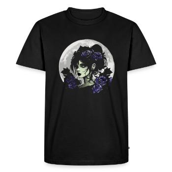 Goth Girl With Black Roses - Gothic - Men's Premium Organic T-Shirt - black - Front - Nico (187cm)