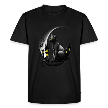 Chat noir avec croissant de lune - gothique gothique - T-shirt Premium bio Homme - noir - Devant - Nico (187cm)