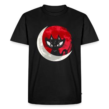 Chat noir avec croissant de lune - gothique gothique - T-shirt Premium bio Homme - noir - Devant - Nico (187cm)