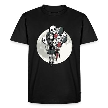 Goth Girl holds skull balloons - Gothic - Men's Premium Organic T-Shirt - black - Front - Nico (187cm)