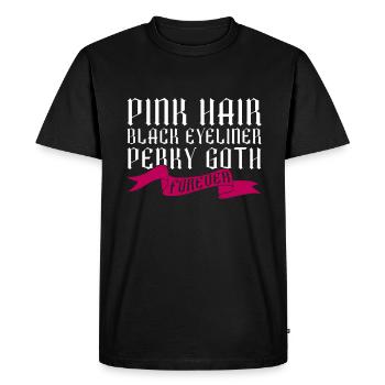 Eye-liner Cheveux Noirs Cheveux Roses - Perky Goth Forever - T-shirt Premium bio Homme - noir - Devant - Nico (187cm)