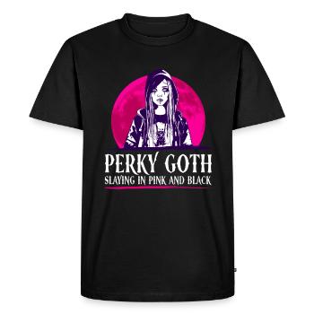 Perky Goth - Slaying in pink and black - Goth - Men's Premium Organic T-Shirt - black - Front - Nico (187cm)