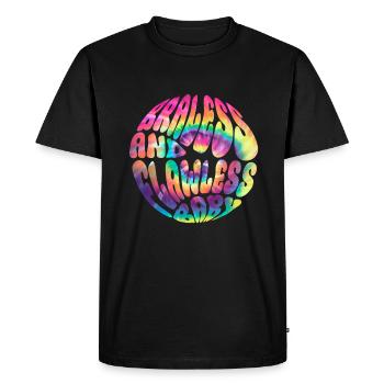 Sans soutien-gorge et impeccable, bébé - Hippie No Bra Tie Dye - T-shirt Premium bio Homme - noir - Devant - Nico (187cm)