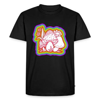 Mushrooms Hippie Costume Tie Dye Psychedelics - Men's Premium Organic T-Shirt - black - Front - Nico (187cm)